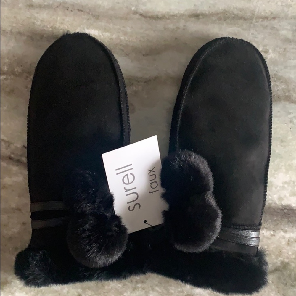 Faux suede mittens